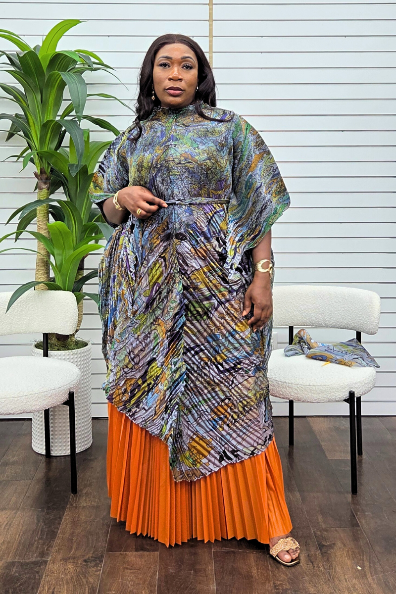 Adaraa Luxe Skirt Set - Orange