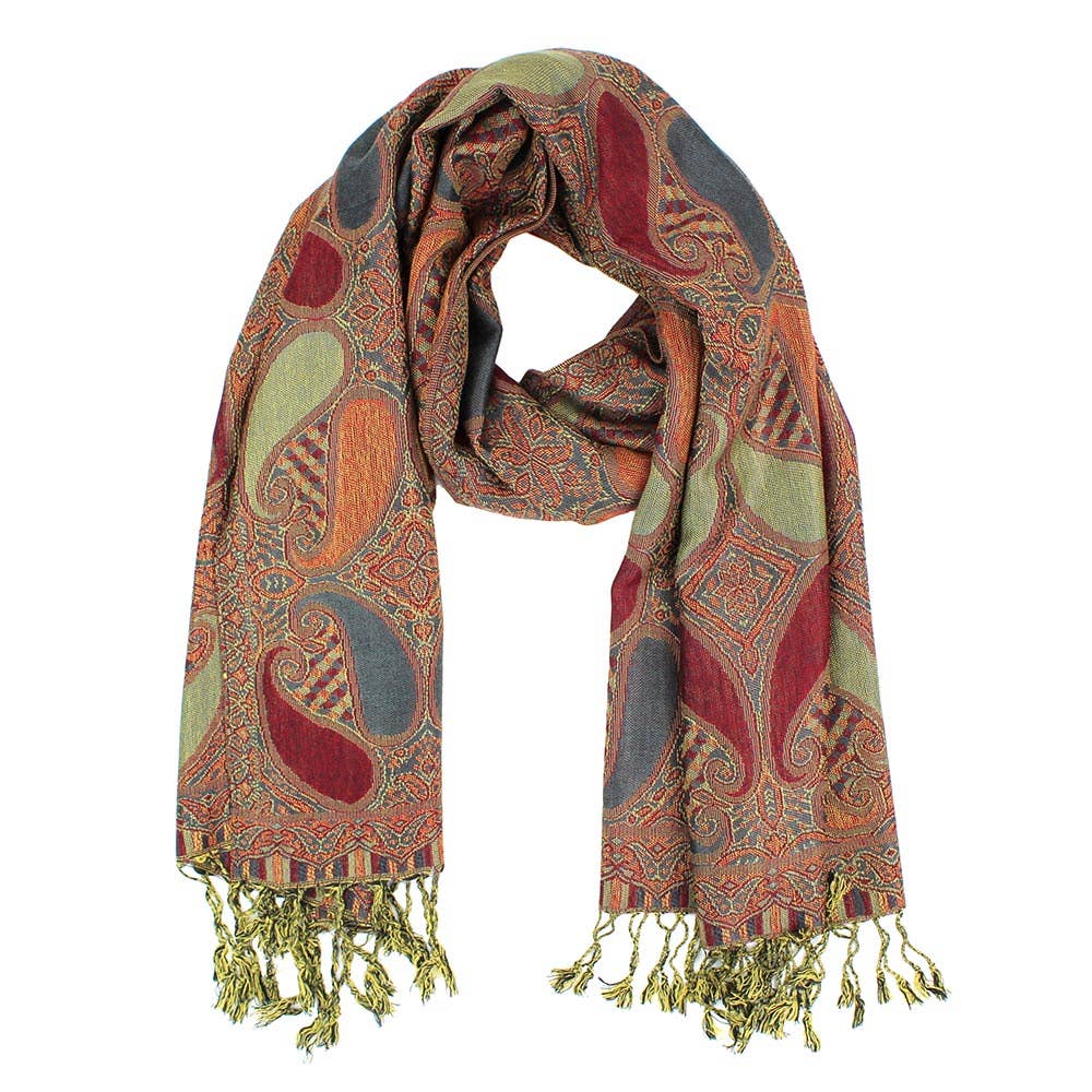 Large Paisley Pashmina Scarf Shawl:-CHALKPINK