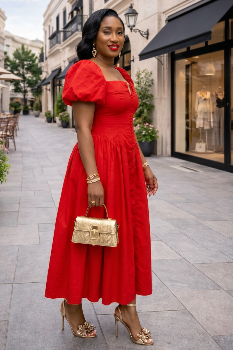 Patty Statement Dress - Red