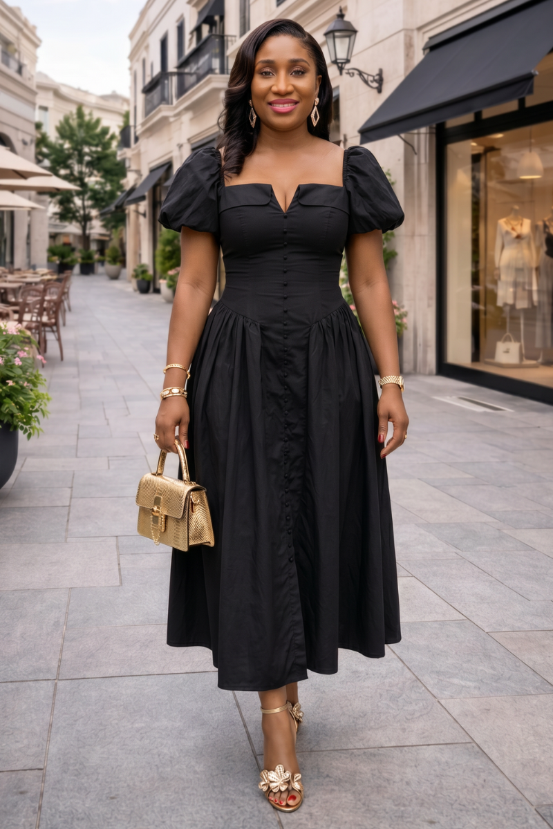 Patty Statement Dress - Black