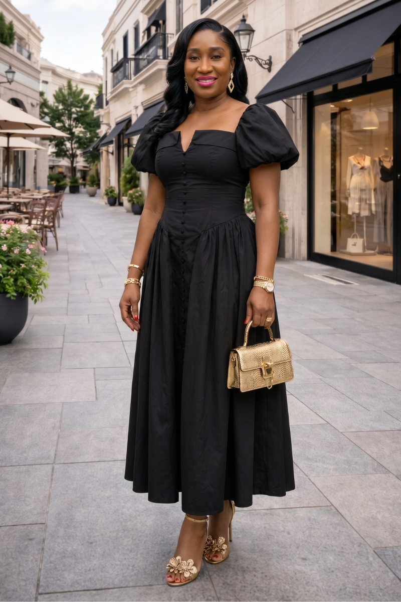 Patty Statement Dress - Black