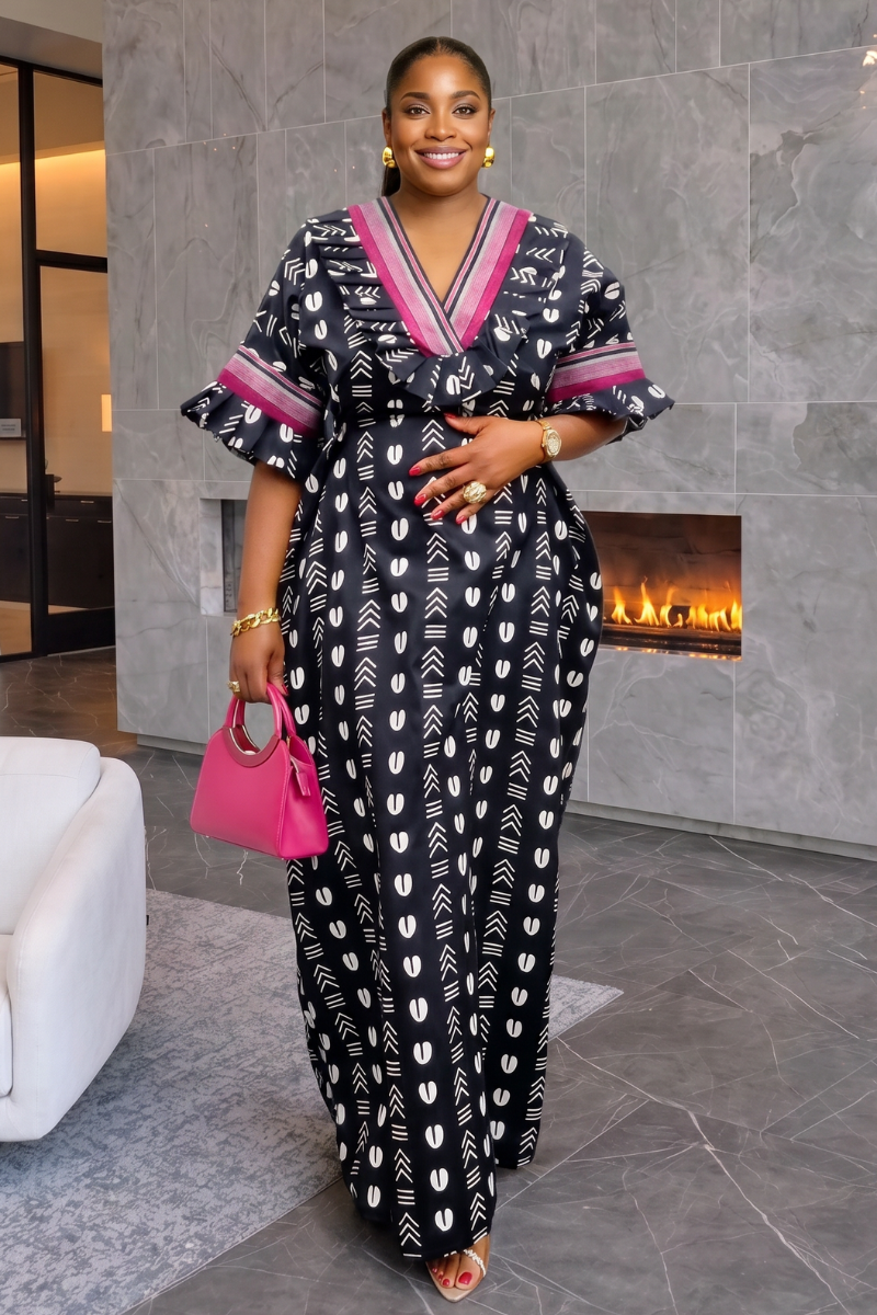 boubou dress Zeeza The flattering V fourth24 Primary colour:Black ASOS EDITION all over