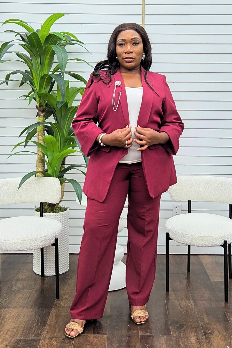Kamala Burgundy Blazer Set