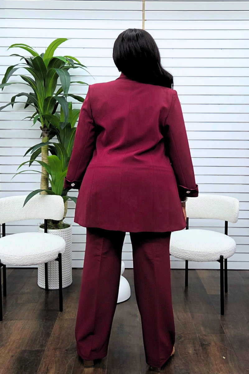 Kamala Burgundy Blazer Set