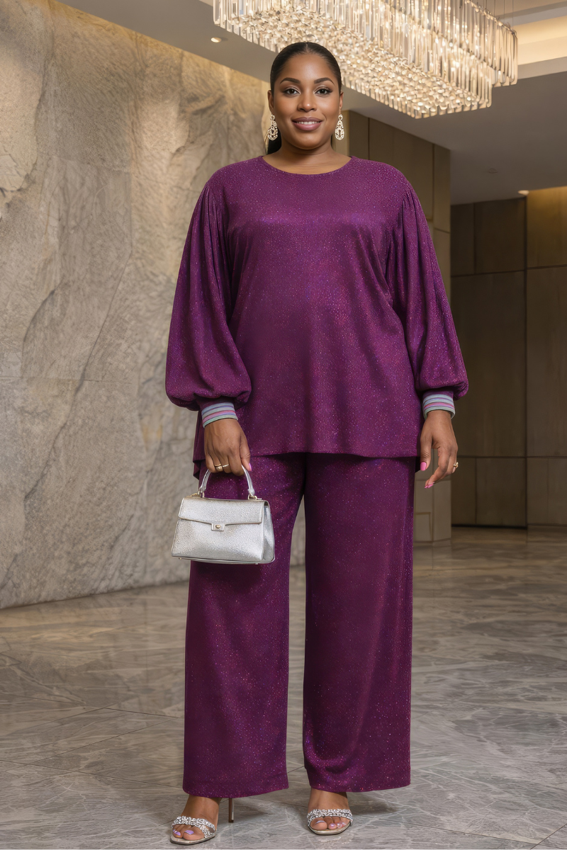 Jessy Shimmery 2pc Trouser Set