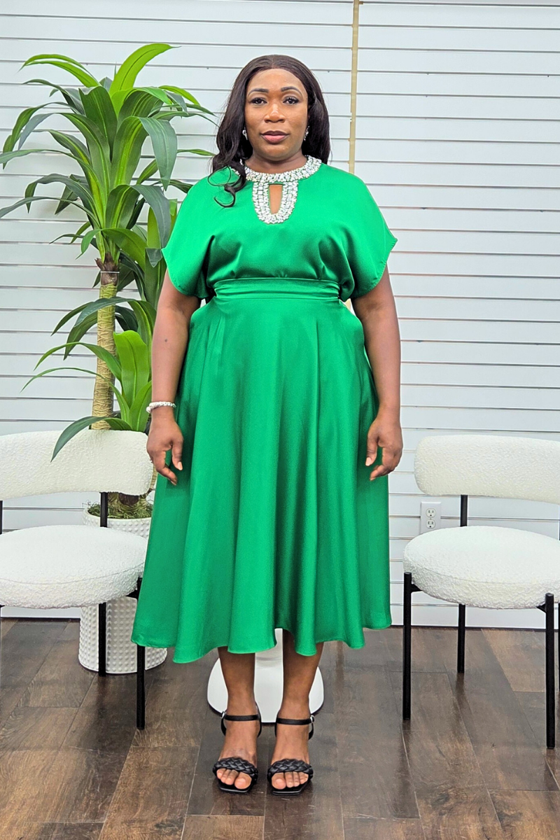 Onyx Silk Skirt Set - Green
