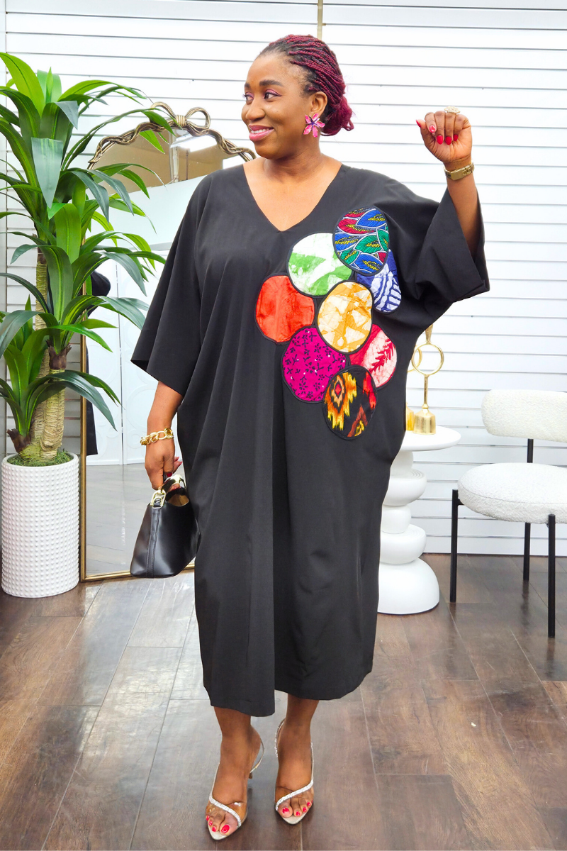 Sisi Patchwork Boubou -Black