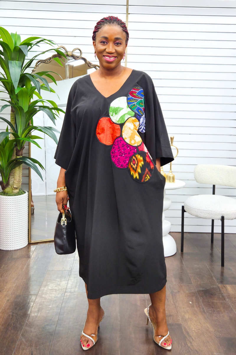 Sisi Patchwork Boubou -Black