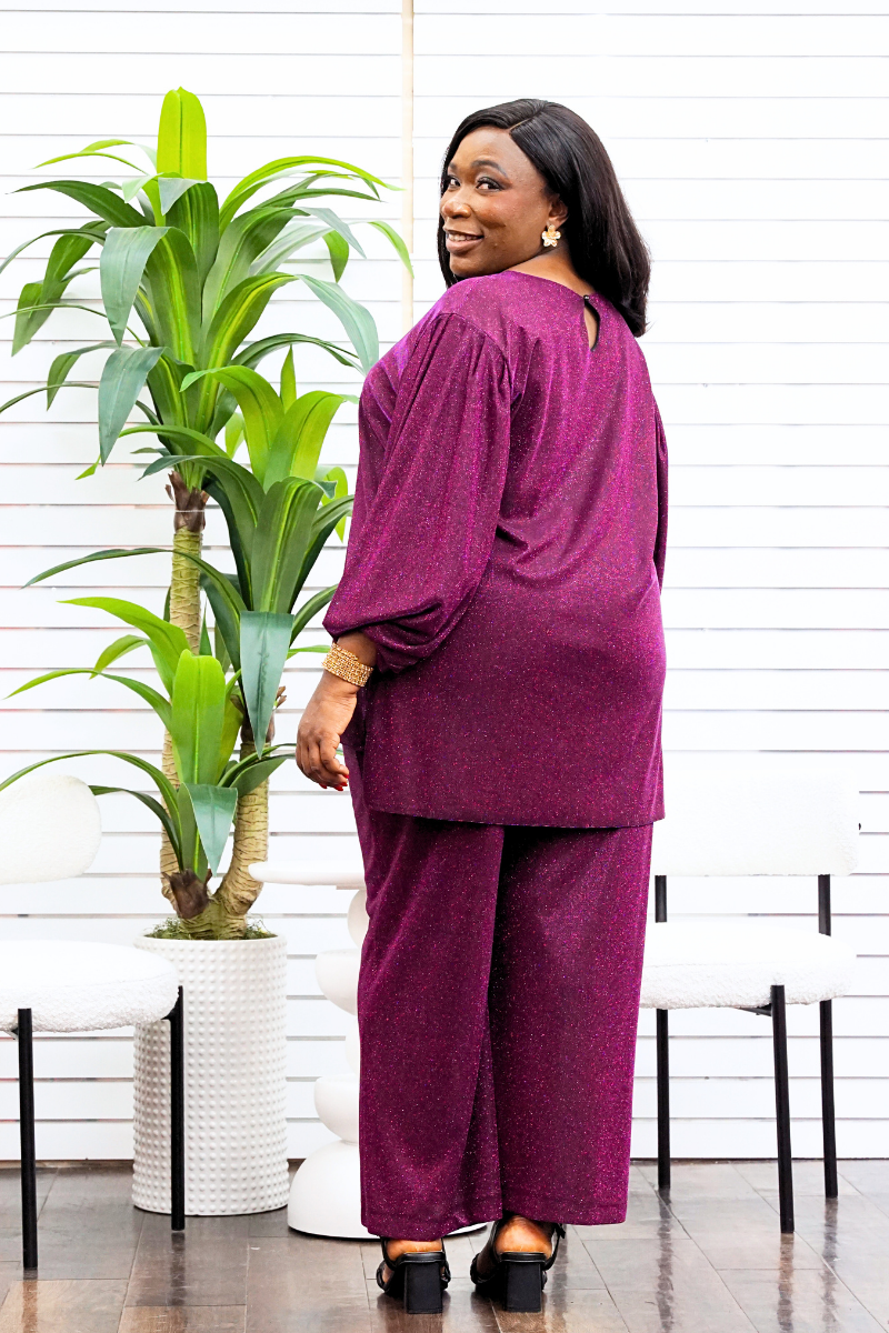 Jessy Shimmery 2pc Trouser Set