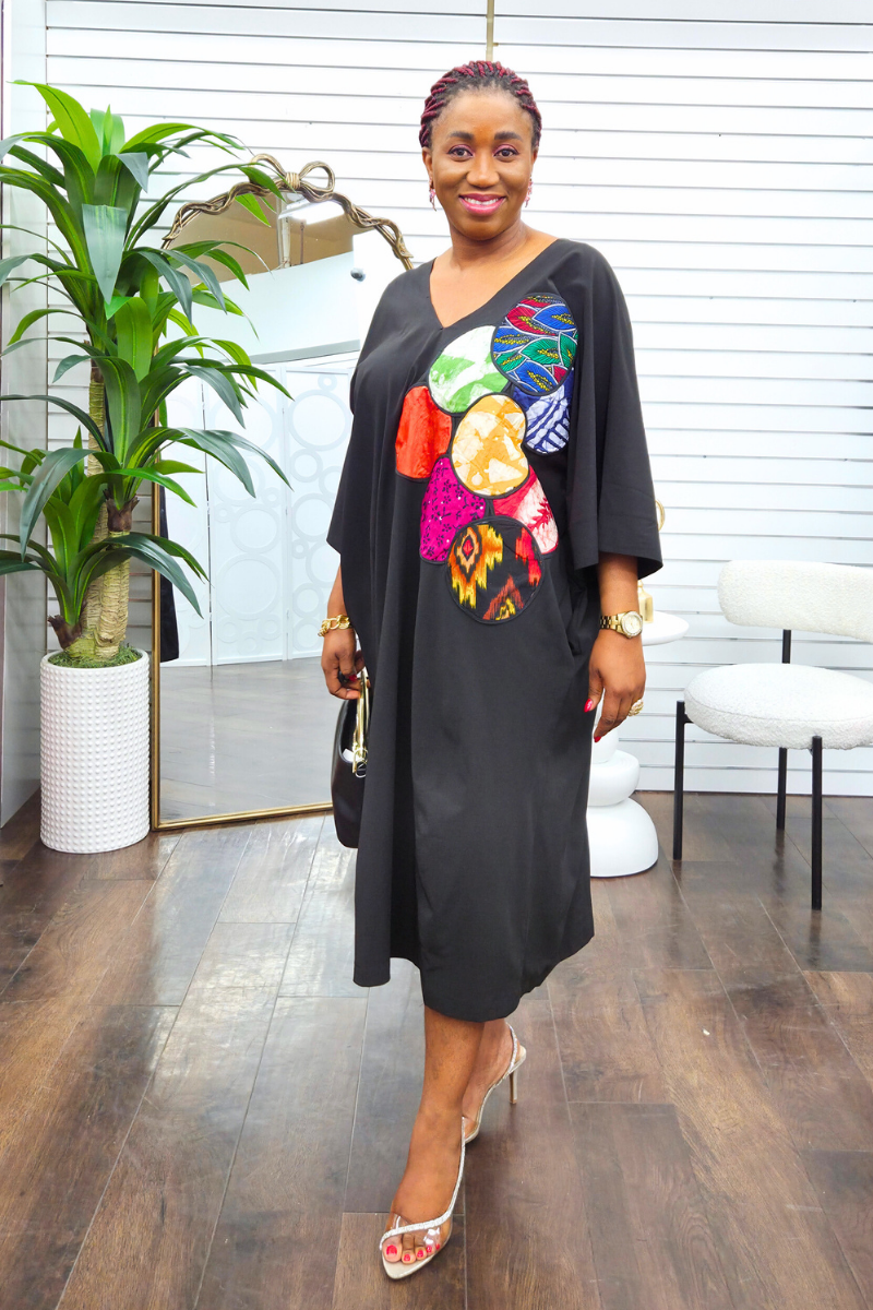 Sisi Patchwork Boubou -Black