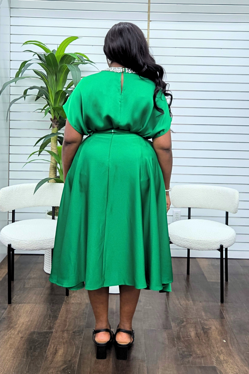 Onyx Silk Skirt Set - Green