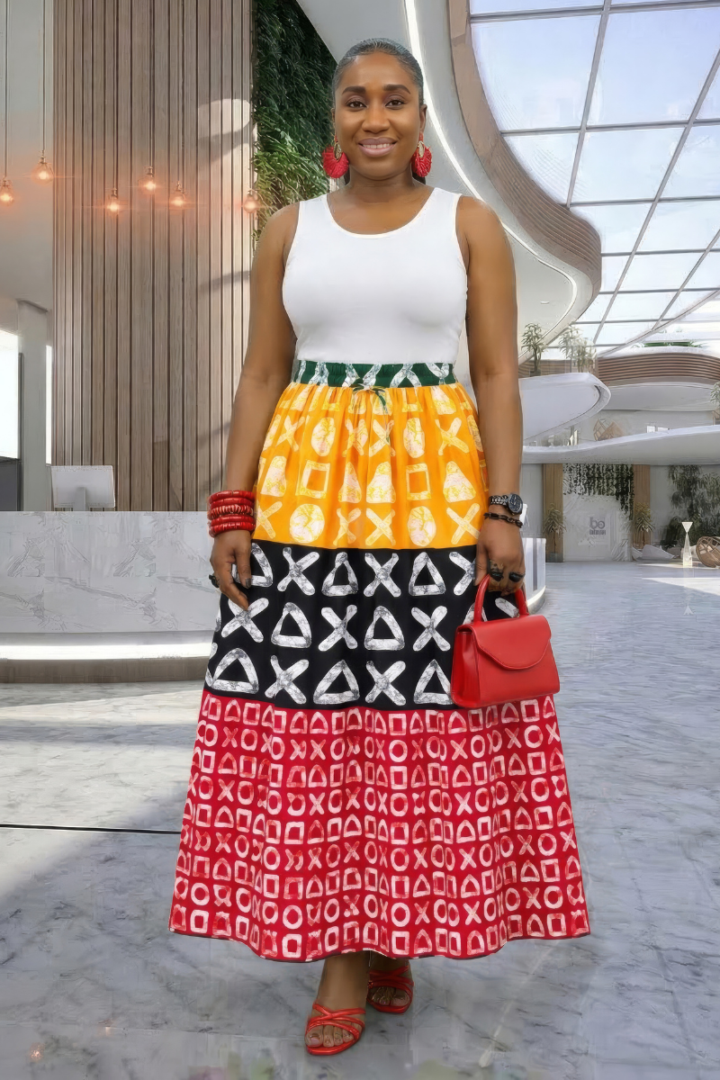 Makena African Print Maxi Skirt