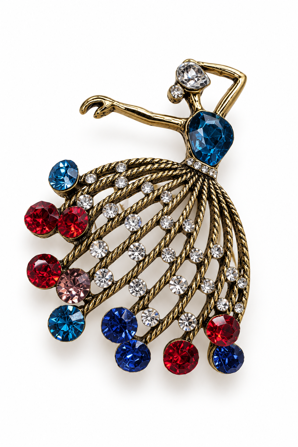 Valerie Multicolor Crystal Ballerina Brooch Pin