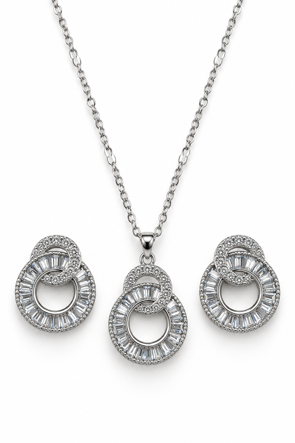 Gabriella silver-crystal-circle-necklace-earrings-set
