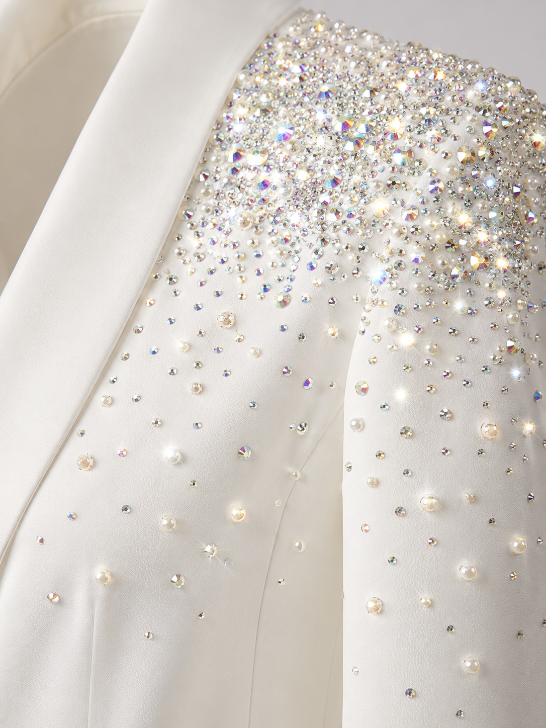 Monroe Crystal Blazer Set - White