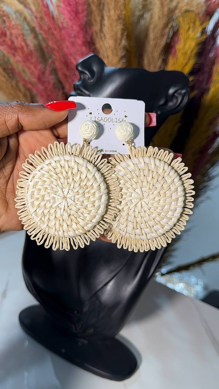 Round Raffia Earrings