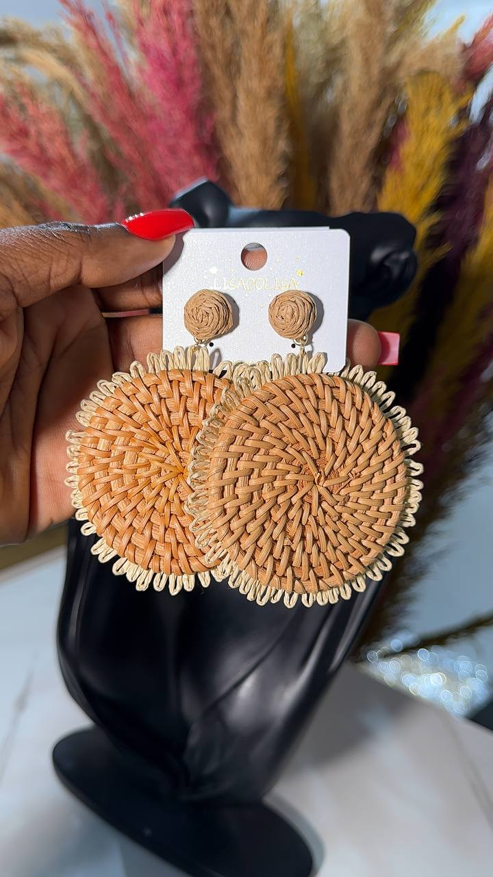 Round Raffia Earrings