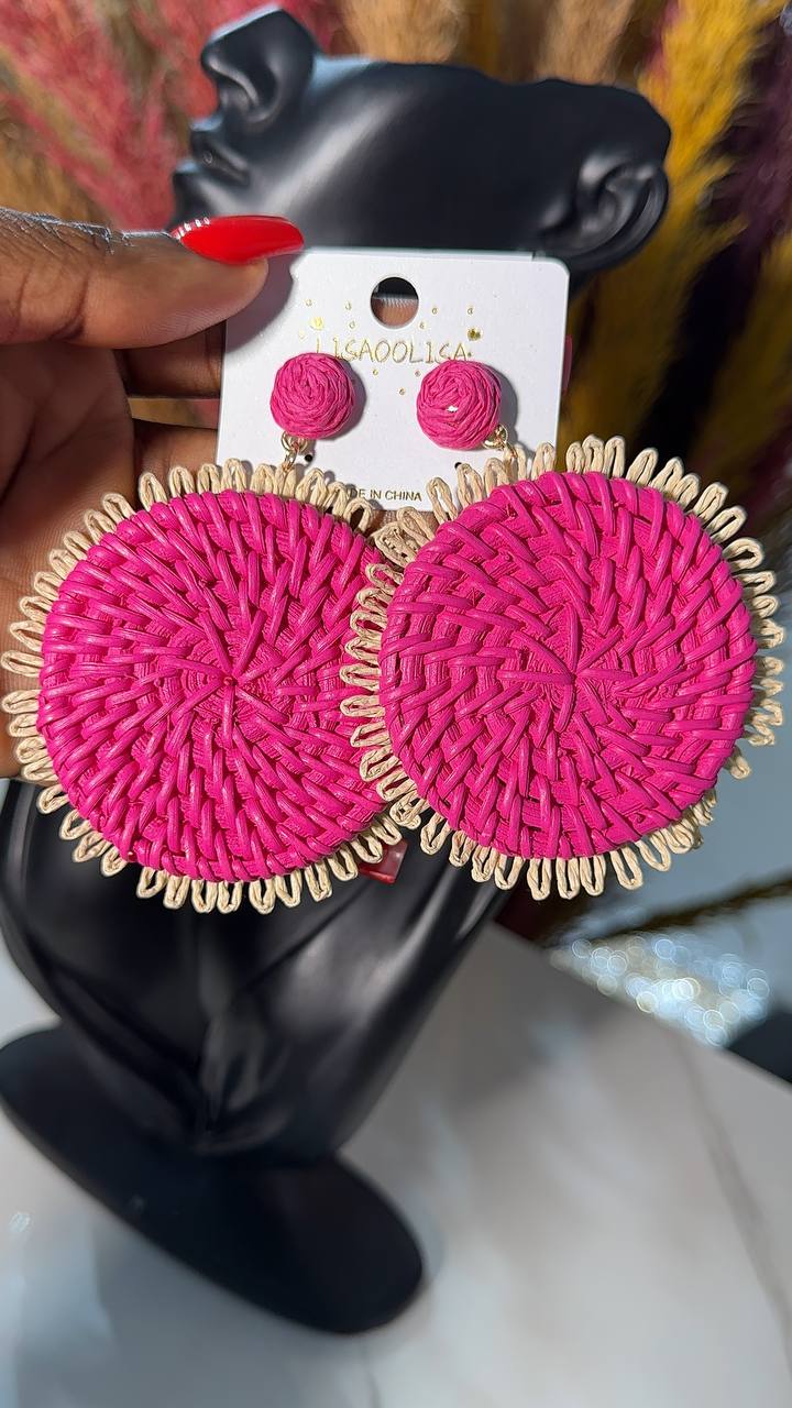 Round Raffia Earrings