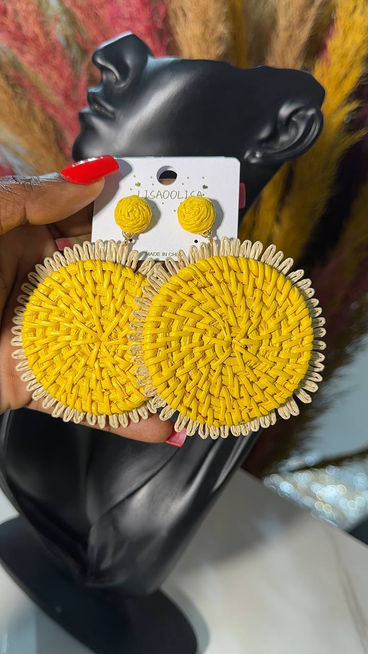 Round Raffia Earrings