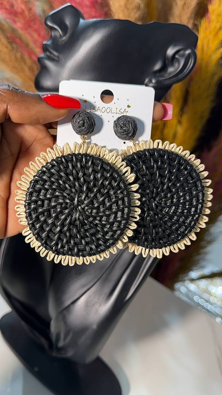 Round Raffia Earrings