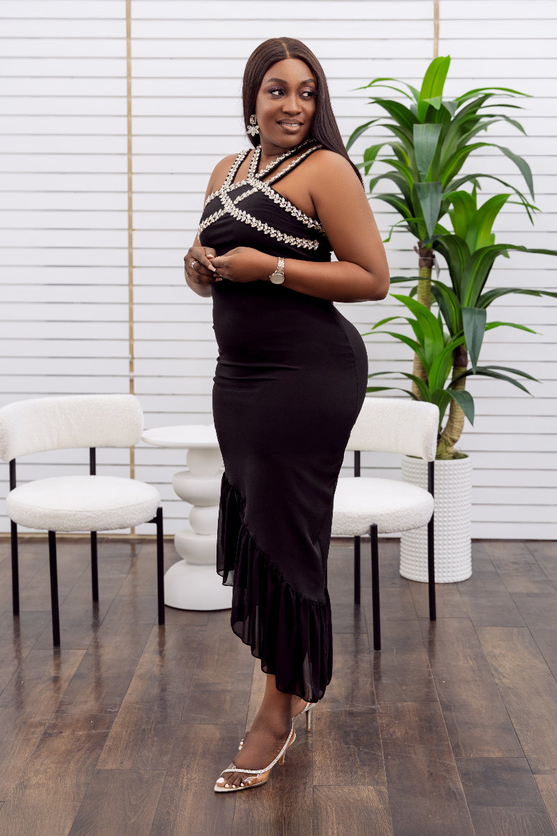 Zaya Black Encrusted dress