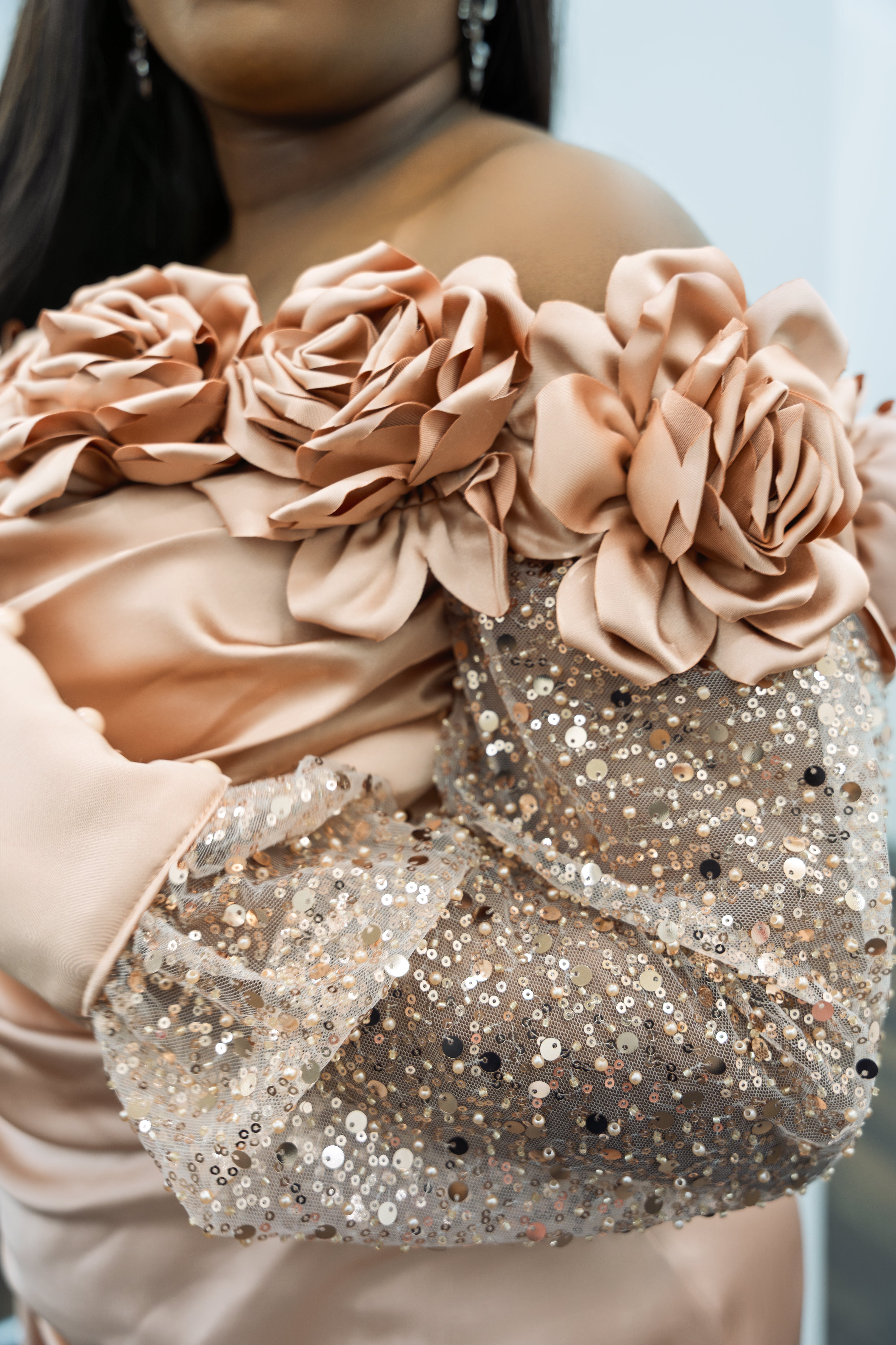 Elegant Rose Gold Evening Dress