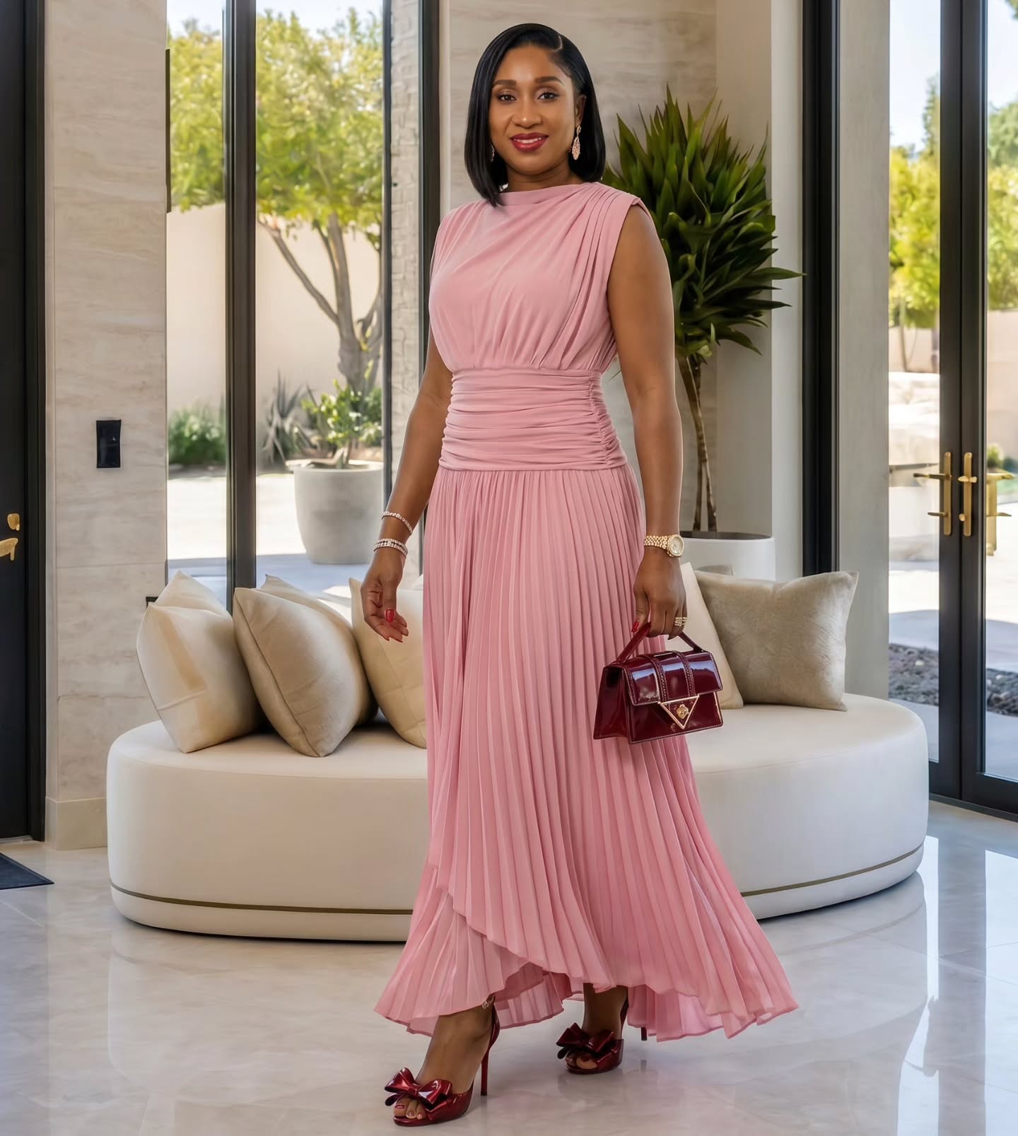 Marbella Plissiertes Maxikleid