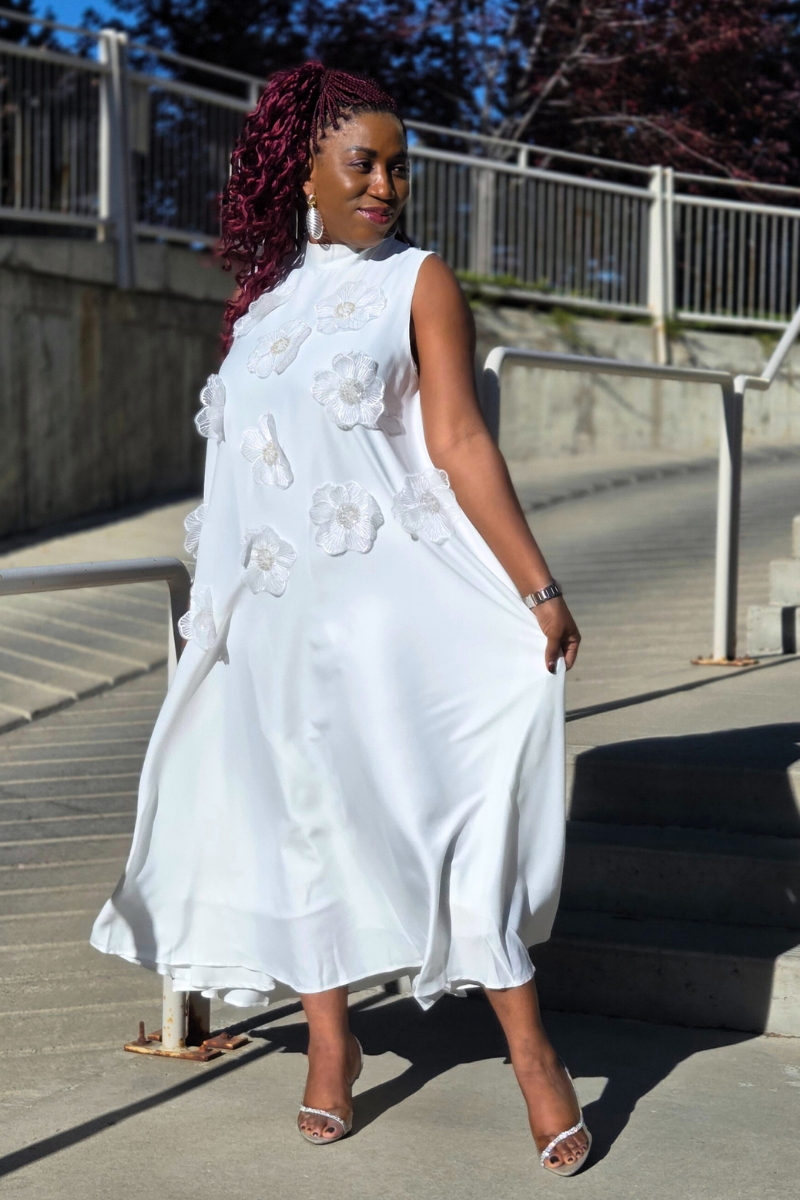 Alexa Silk Floral Patch Dress