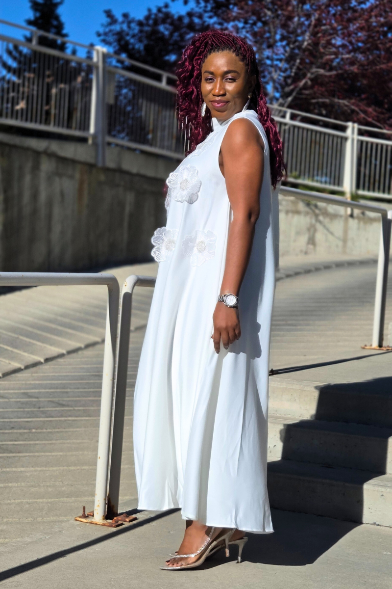 Alexa Silk Floral Patch Dress