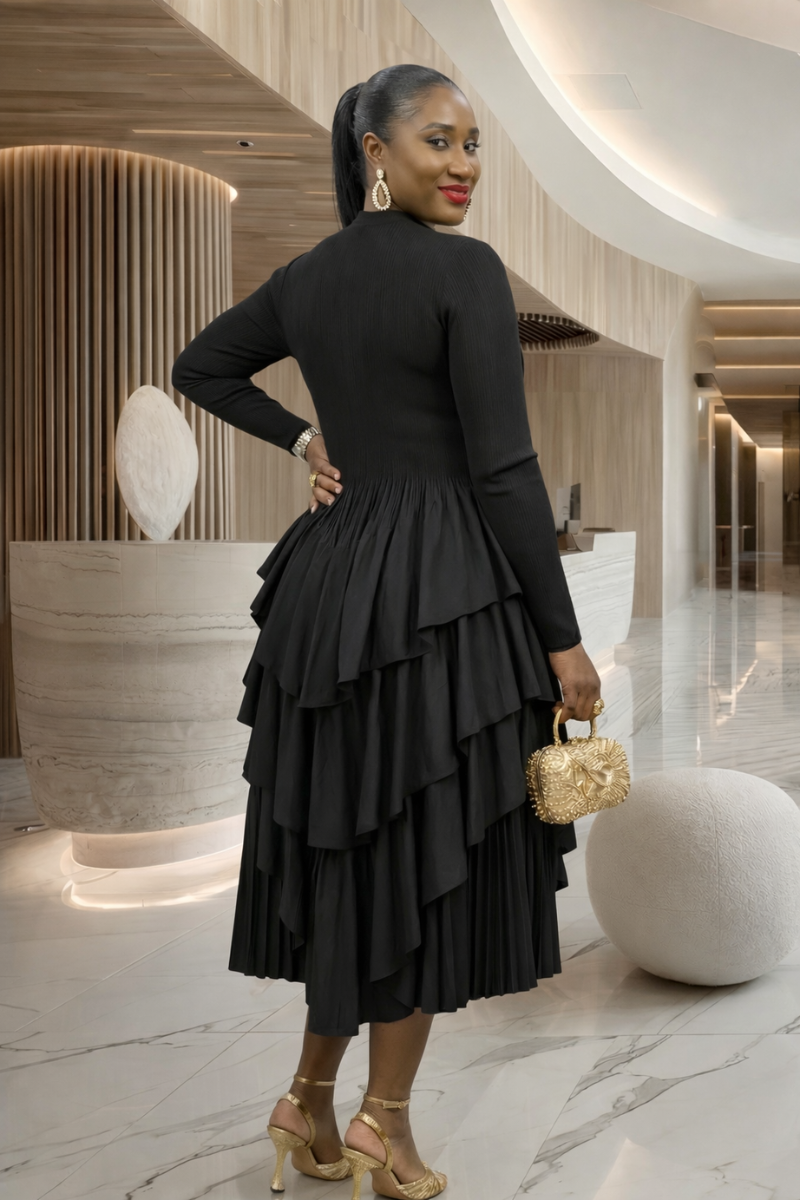 Alicia Layered Dress - Black