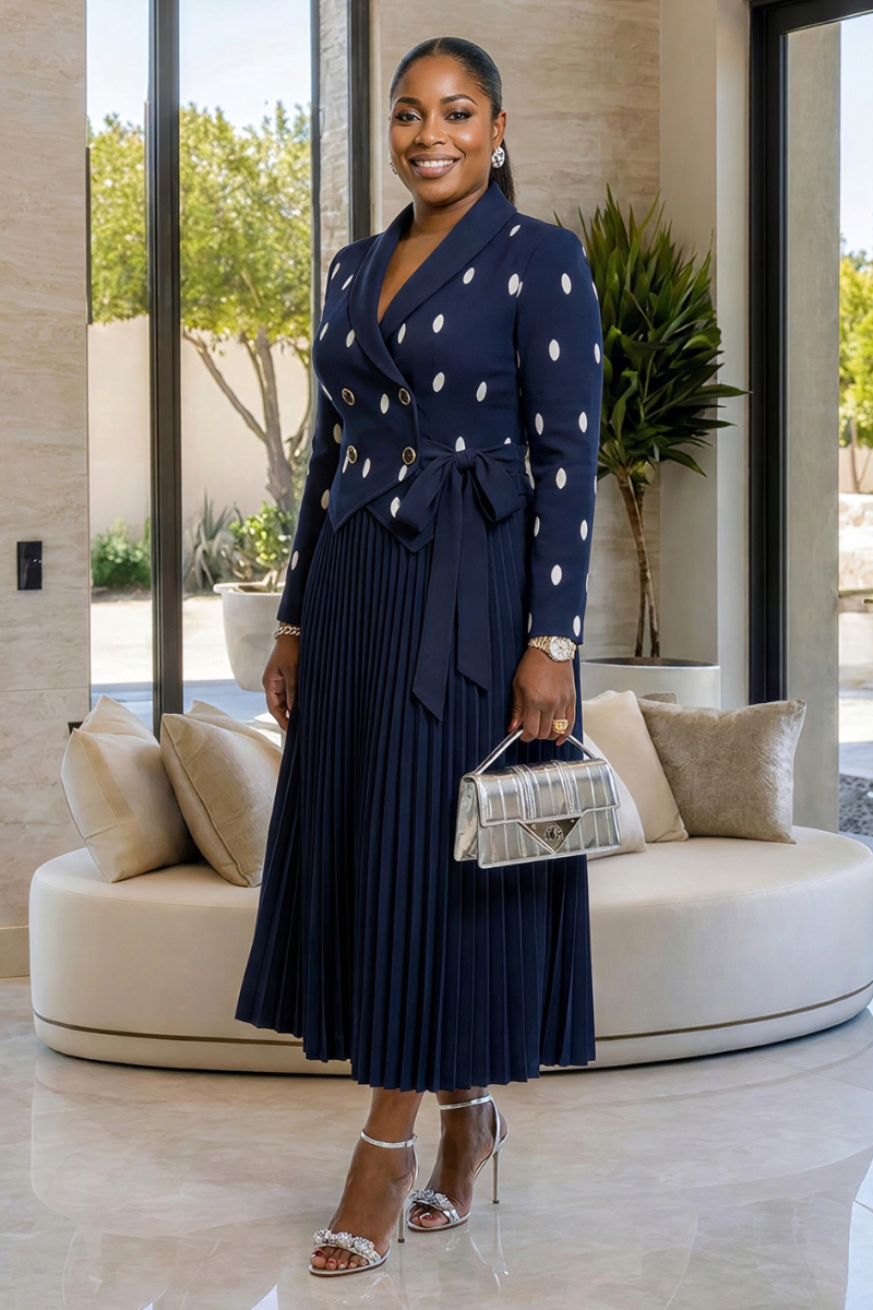 Aveline Polka Dot Pleated Dress
