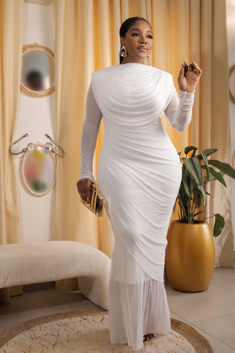 Solange Drape Dress - White
