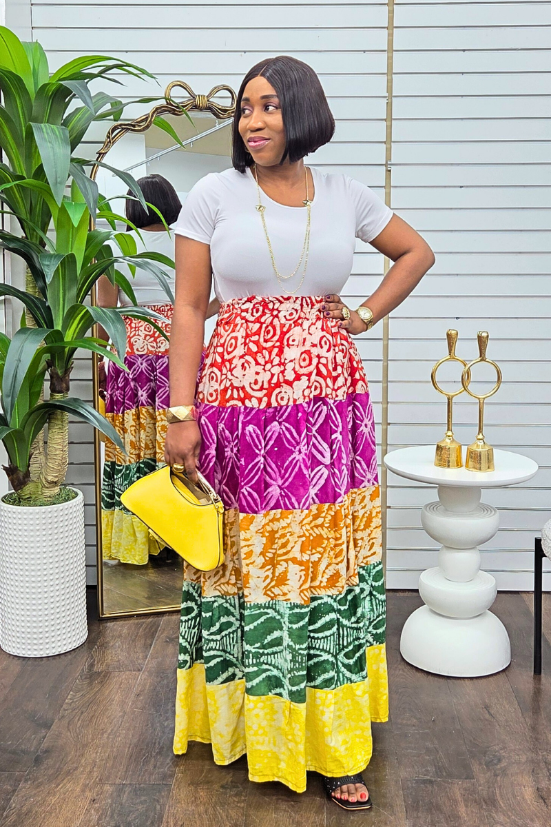 Neema Adire Patch Maxi Skirt