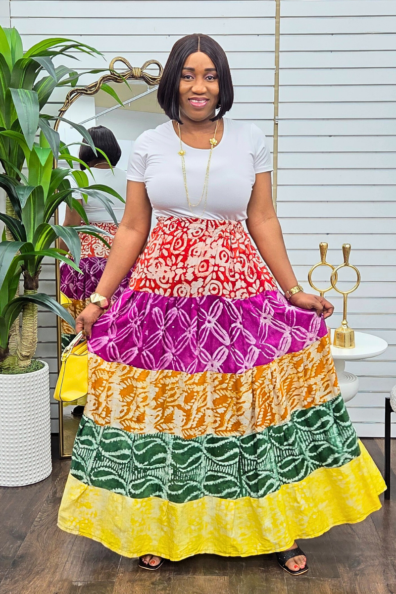 Neema Adire Patch Maxi Skirt