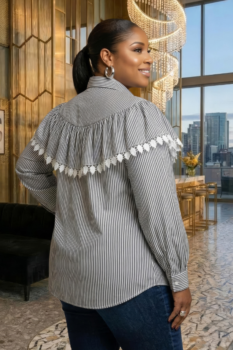 Hanny Striped Cape Shirt