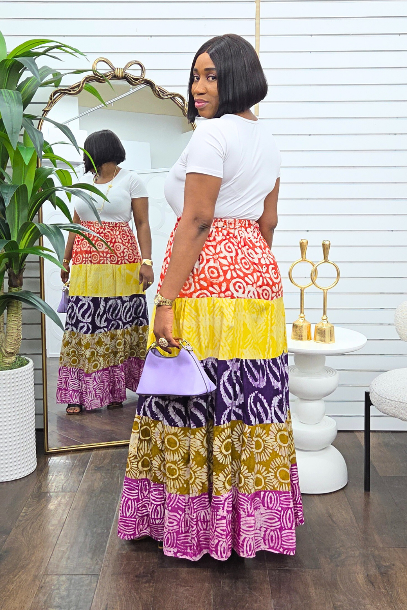 Neema Adire Patch Maxi Skirt