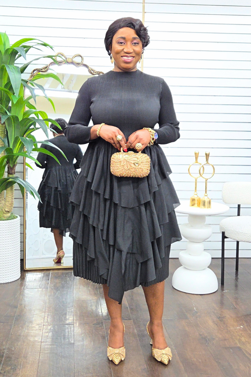 Alicia Layered Dress - Black