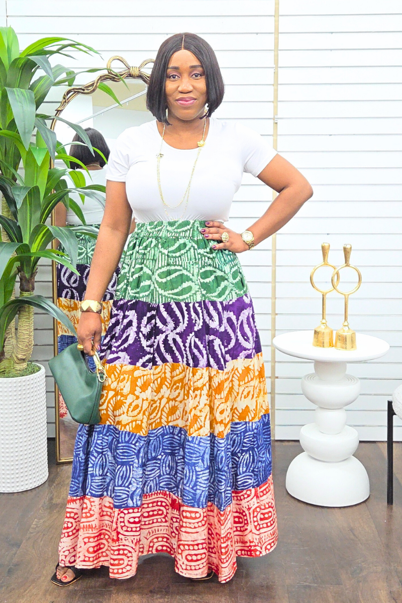 Neema Adire Patch Maxi Skirt