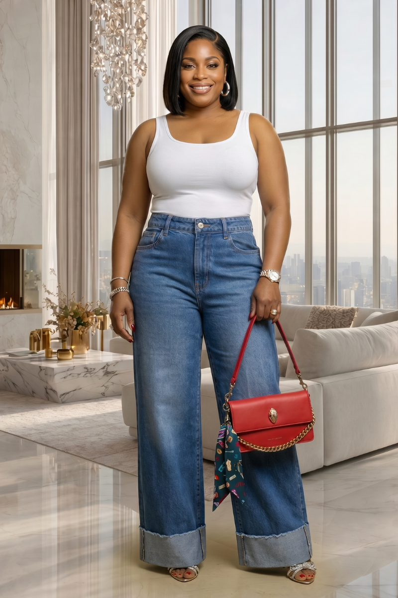 Esme Blue Wash Turn Up Jeans