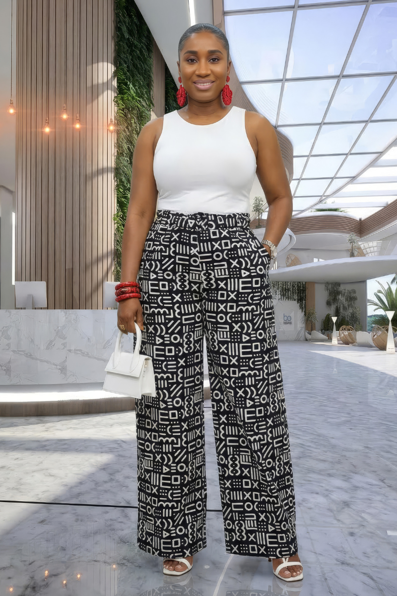 African Print Monochrome Trousers