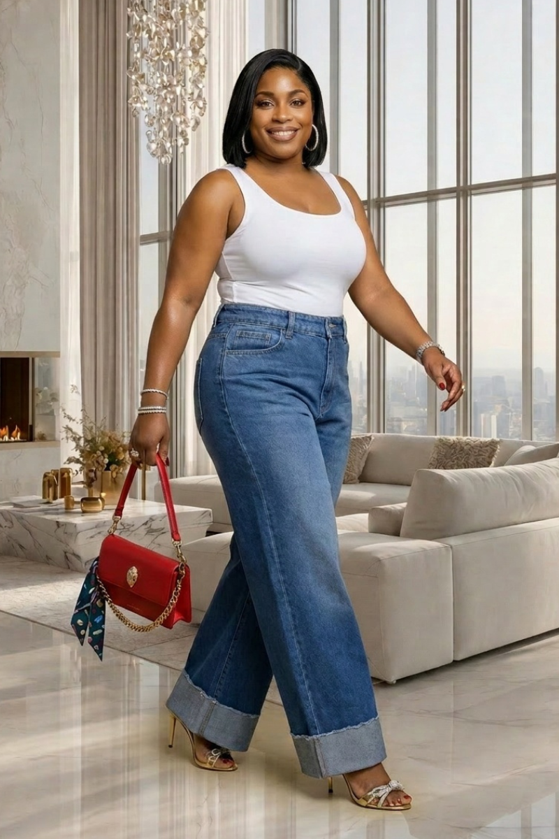Esme Blue Wash Turn Up Jeans
