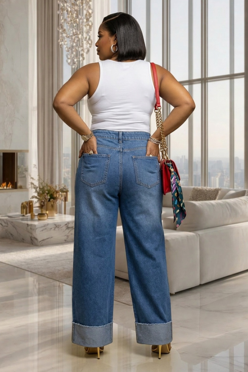 Esme Blue Wash Turn Up Jeans