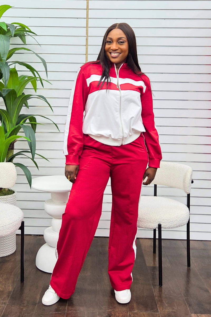 Hanny Red/White Jogger Set