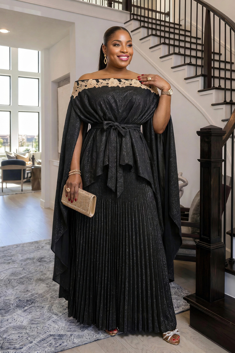 Vaelora Dress W/Cape Set