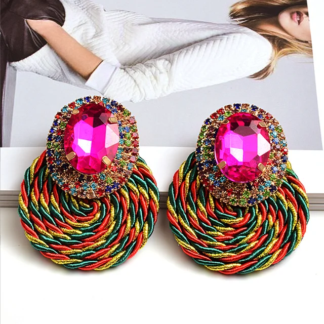Woven Crystal Encrusted Earrings