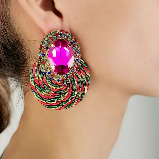 Woven Crystal Encrusted Earrings