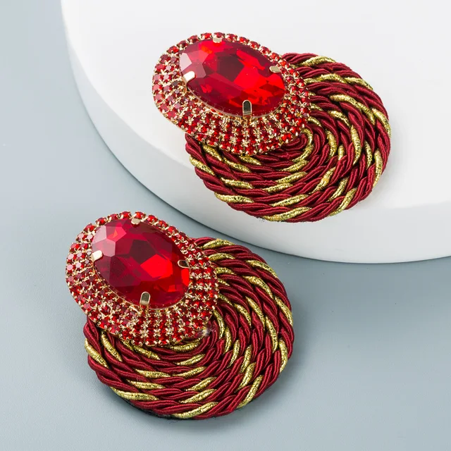 Woven Crystal Encrusted Earrings