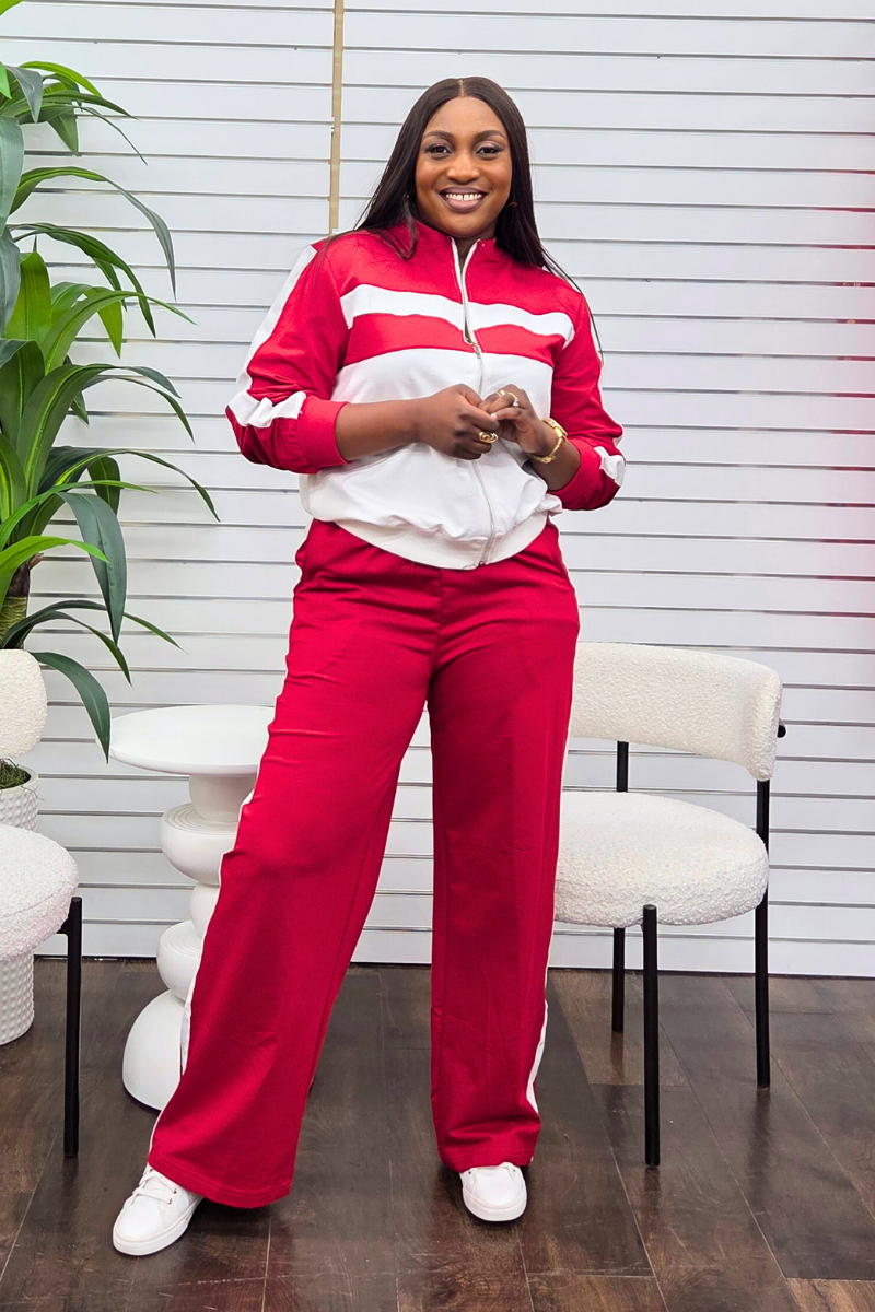 Hanny Red/White Jogger Set