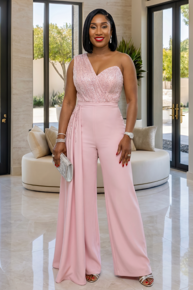 Adornèe Sophisticated One-Shoulder Jumpsuit