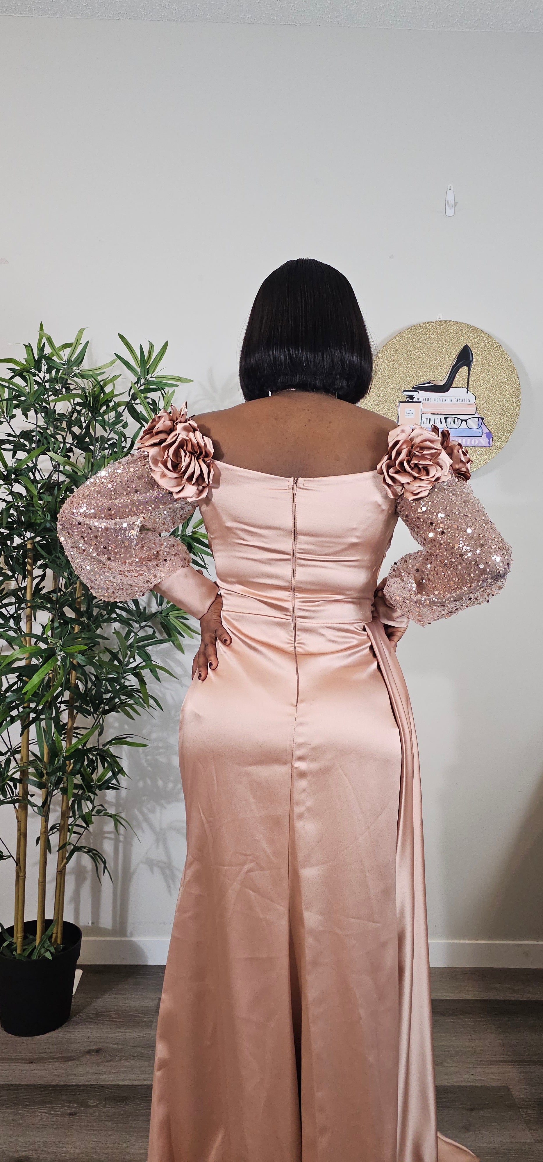 Elegant Rose Gold Evening Dress